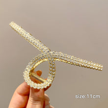Load image into Gallery viewer, Fashion Gold Large Rhinestone Alloy Hair Clips for Girls Pearl Hair Accessories Geometric Metal Hair Claw Cross Hairclip Headband Hairpin Hair Crab Women
