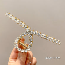 Load image into Gallery viewer, Fashion Gold Large Rhinestone Alloy Hair Clips for Girls Pearl Hair Accessories Geometric Metal Hair Claw Cross Hairclip Headband Hairpin Hair Crab Women
