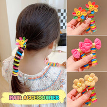 Load image into Gallery viewer, Girls Telephone Wire Line Ponytail Holder Rubber Band Elastic Hair Band DIY Bowknot Braided Phone Cord Straight Hair Tie Hair Rope
