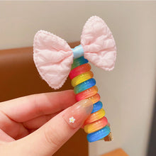 Load image into Gallery viewer, Girls Telephone Wire Line Ponytail Holder Rubber Band Elastic Hair Band DIY Bowknot Braided Phone Cord Straight Hair Tie Hair Rope
