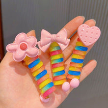 Load image into Gallery viewer, Girls Telephone Wire Line Ponytail Holder Rubber Band Elastic Hair Band DIY Bowknot Braided Phone Cord Straight Hair Tie Hair Rope
