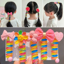 Load image into Gallery viewer, Girls Telephone Wire Line Ponytail Holder Rubber Band Elastic Hair Band DIY Bowknot Braided Phone Cord Straight Hair Tie Hair Rope
