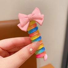 Load image into Gallery viewer, Girls Telephone Wire Line Ponytail Holder Rubber Band Elastic Hair Band DIY Bowknot Braided Phone Cord Straight Hair Tie Hair Rope
