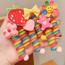 Load image into Gallery viewer, Girls Telephone Wire Line Ponytail Holder Rubber Band Elastic Hair Band DIY Bowknot Braided Phone Cord Straight Hair Tie Hair Rope
