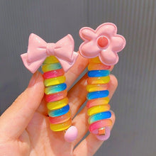 Load image into Gallery viewer, Girls Telephone Wire Line Ponytail Holder Rubber Band Elastic Hair Band DIY Bowknot Braided Phone Cord Straight Hair Tie Hair Rope
