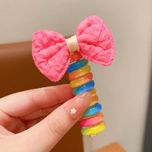Load image into Gallery viewer, Girls Telephone Wire Line Ponytail Holder Rubber Band Elastic Hair Band DIY Bowknot Braided Phone Cord Straight Hair Tie Hair Rope
