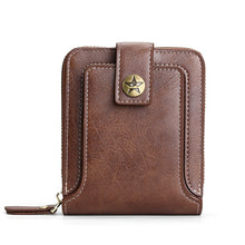 Load image into Gallery viewer, High Capacity Men's Zipper Blocking Leather Wallet Multiple Card Slots Card ID Credit Card Holder Coin Vintage Wallet
