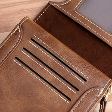 Load image into Gallery viewer, High Capacity Men's Zipper Blocking Leather Wallet Multiple Card Slots Card ID Credit Card Holder Coin Vintage Wallet
