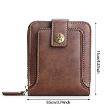 Load image into Gallery viewer, High Capacity Men's Zipper Blocking Leather Wallet Multiple Card Slots Card ID Credit Card Holder Coin Vintage Wallet
