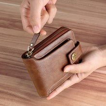 Load image into Gallery viewer, High Capacity Men's Zipper Blocking Leather Wallet Multiple Card Slots Card ID Credit Card Holder Coin Vintage Wallet
