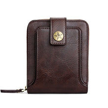 Load image into Gallery viewer, High Capacity Men's Zipper Blocking Leather Wallet Multiple Card Slots Card ID Credit Card Holder Coin Vintage Wallet
