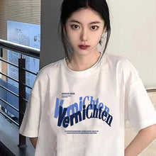 Load image into Gallery viewer, Ice Silk Trend T-shirt Loose Strawberry Bear Print Round Neck Short-sleeved Comfortable Street Clothes T-shirt for Women and Men
