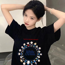 Load image into Gallery viewer, Ice Silk Trend T-shirt Loose Strawberry Bear Print Round Neck Short-sleeved Comfortable Street Clothes T-shirt for Women and Men
