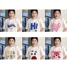 Load image into Gallery viewer, Ice Silk Trend T-shirt Loose Strawberry Bear Print Round Neck Short-sleeved Comfortable Street Clothes T-shirt for Women and Men
