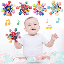 Load image into Gallery viewer, Baby Rotating Rattle Ball Grasping Activity Baby Development Toy Silicone Teether Baby Sensory Toys Montessori Toy
