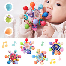 Load image into Gallery viewer, Baby Rotating Rattle Ball Grasping Activity Baby Development Toy Silicone Teether Baby Sensory Toys Montessori Toy

