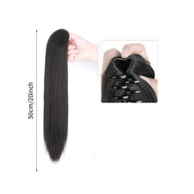 Load image into Gallery viewer, Grab Clip Straight Ponytail Wig for Women, Fluffy Natural Black Long Straight Ponytail Long Braid Women Wig False Hair
