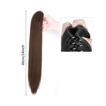 Load image into Gallery viewer, Grab Clip Straight Ponytail Wig for Women, Fluffy Natural Black Long Straight Ponytail Long Braid Women Wig False Hair
