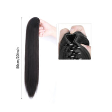 Load image into Gallery viewer, Grab Clip Straight Ponytail Wig for Women, Fluffy Natural Black Long Straight Ponytail Long Braid Women Wig False Hair
