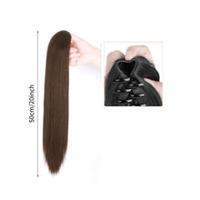 Load image into Gallery viewer, Grab Clip Straight Ponytail Wig for Women, Fluffy Natural Black Long Straight Ponytail Long Braid Women Wig False Hair
