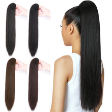 Load image into Gallery viewer, Grab Clip Straight Ponytail Wig for Women, Fluffy Natural Black Long Straight Ponytail Long Braid Women Wig False Hair
