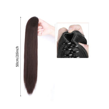 Load image into Gallery viewer, Grab Clip Straight Ponytail Wig for Women, Fluffy Natural Black Long Straight Ponytail Long Braid Women Wig False Hair
