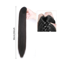 Load image into Gallery viewer, Grab Clip Straight Ponytail Wig for Women, Fluffy Natural Black Long Straight Ponytail Long Braid Women Wig False Hair
