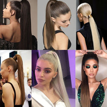 Load image into Gallery viewer, Grab Clip Straight Ponytail Wig for Women, Fluffy Natural Black Long Straight Ponytail Long Braid Women Wig False Hair
