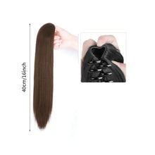 Load image into Gallery viewer, Grab Clip Straight Ponytail Wig for Women, Fluffy Natural Black Long Straight Ponytail Long Braid Women Wig False Hair
