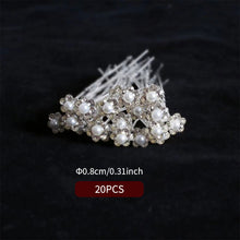Load image into Gallery viewer, Bride's Pan Hair Fork Pin U-shaped Clip Pearl Hair Fork U-shaped Crystal Hair Clip Princess Woven Headpiece Hair Clip
