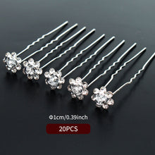 Load image into Gallery viewer, Bride's Pan Hair Fork Pin U-shaped Clip Pearl Hair Fork U-shaped Crystal Hair Clip Princess Woven Headpiece Hair Clip
