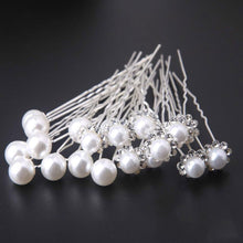Load image into Gallery viewer, Bride's Pan Hair Fork Pin U-shaped Clip Pearl Hair Fork U-shaped Crystal Hair Clip Princess Woven Headpiece Hair Clip
