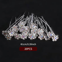 Load image into Gallery viewer, Bride's Pan Hair Fork Pin U-shaped Clip Pearl Hair Fork U-shaped Crystal Hair Clip Princess Woven Headpiece Hair Clip
