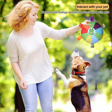 Load image into Gallery viewer, Interactive Flying Disc Dog Toy for Aggressive Chewers Training Decompress Bite Resistant Plush Handle Dog Toys with Bells Pet Supplies
