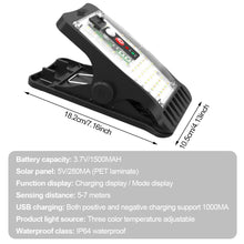 Load image into Gallery viewer, 70LED Clip-on Solar Light with Remote Control Outdoor No Drill Motion Sensor Solar Lamp IP64 Waterproof Camping Light for Fence Deck Wall Camping Tent Patio
