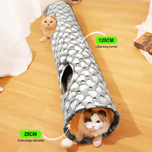 Load image into Gallery viewer, Cat Channel Soft Foldable Moon Star Kitten Luminous Tunnel Pet Collapsible Hideout Tunnel Tube with Plush Ball for Small Animals
