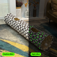 Load image into Gallery viewer, Cat Channel Soft Foldable Moon Star Kitten Luminous Tunnel Pet Collapsible Hideout Tunnel Tube with Plush Ball for Small Animals

