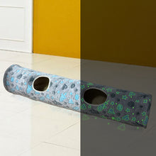 Load image into Gallery viewer, Cat Channel Soft Foldable Moon Star Kitten Luminous Tunnel Pet Collapsible Hideout Tunnel Tube with Plush Ball for Small Animals

