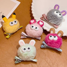 Load image into Gallery viewer, Cute Big Eye Fur Ball Hair Clip Plush Hairpins Kids Hair Accessories Children Lovely Barrettes Antenna Headdress Women
