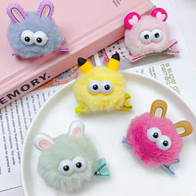 Load image into Gallery viewer, Cute Big Eye Fur Ball Hair Clip Plush Hairpins Kids Hair Accessories Children Lovely Barrettes Antenna Headdress Women
