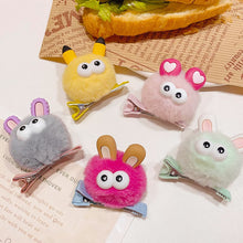 Load image into Gallery viewer, Cute Big Eye Fur Ball Hair Clip Plush Hairpins Kids Hair Accessories Children Lovely Barrettes Antenna Headdress Women
