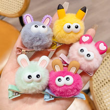 Load image into Gallery viewer, Cute Big Eye Fur Ball Hair Clip Plush Hairpins Kids Hair Accessories Children Lovely Barrettes Antenna Headdress Women
