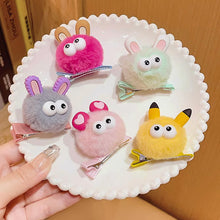 Load image into Gallery viewer, Cute Big Eye Fur Ball Hair Clip Plush Hairpins Kids Hair Accessories Children Lovely Barrettes Antenna Headdress Women
