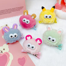 Load image into Gallery viewer, Cute Big Eye Fur Ball Hair Clip Plush Hairpins Kids Hair Accessories Children Lovely Barrettes Antenna Headdress Women
