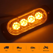 Load image into Gallery viewer, 12V 24V 4Leds Car Warning Light Grill Breakdown Light Car Truck Trailer Beacon Lamp LED Amber Side Light Warning Lamp For Cars

