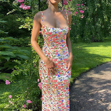 Load image into Gallery viewer, 2024 Trendy Retro Sexy Sleeveless Floral Printed Bodycon Backless Slip Long Dress Summer Casual Women Low Cut Bodycon Maxi Dress for Club Party

