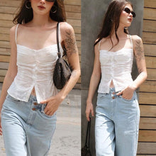Load image into Gallery viewer, Sweet Girls Hollowed White Black Soft Fabric Tank 2024 Summer Fashion Ladies Solid Color Sleeveless Slim Lace Women Chic Crop Top
