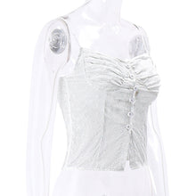Load image into Gallery viewer, Sweet Girls Hollowed White Black Soft Fabric Tank 2024 Summer Fashion Ladies Solid Color Sleeveless Slim Lace Women Chic Crop Top
