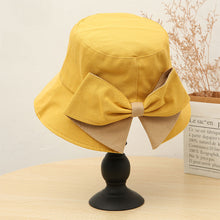 Load image into Gallery viewer, Sun Hat Big Black White Pink Khaki Bow Summer Hats For Women Foldable Straw Beach Panama Hat Visor Bow Tie Beach Hat Bucket Cap
