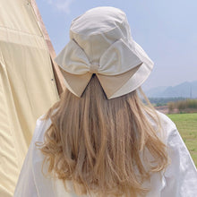 Load image into Gallery viewer, Sun Hat Big Black White Pink Khaki Bow Summer Hats For Women Foldable Straw Beach Panama Hat Visor Bow Tie Beach Hat Bucket Cap
